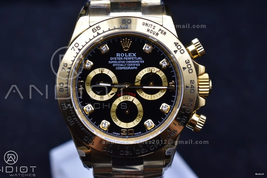 116508 Daytona Edition QF Black on Bracelet 1:1 Best Dial YG SH4130 Diamonds V2 0126